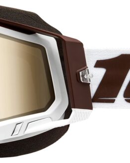 100% Racecraft 2 Snow Goggles Mirror Gold Lens Snowbird White Unisex