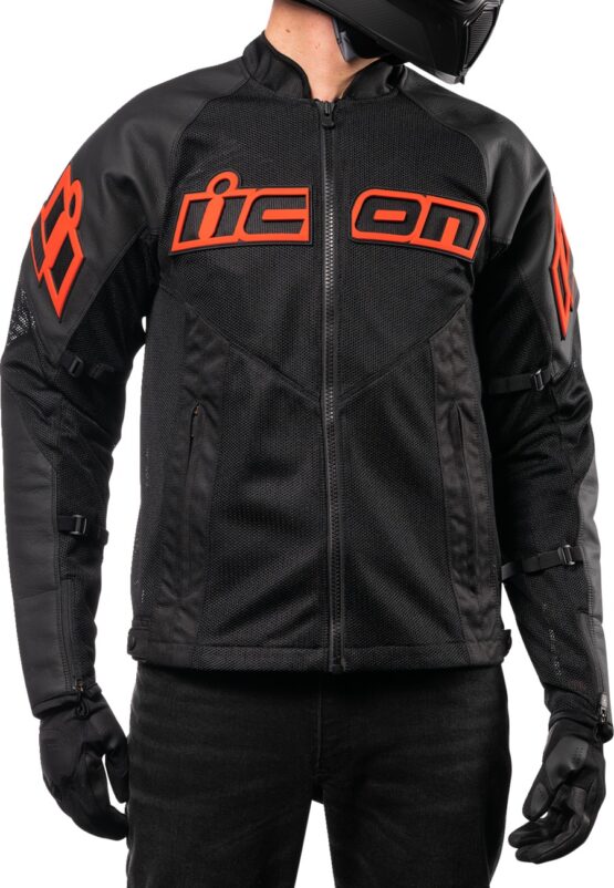 ICON Mesh AF Leather Jacket Men's Small Black/Red - Image 3