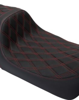Drag Specialties Predator 1-Up Seat Vinyl Double Diamond Red For FLH 08-23