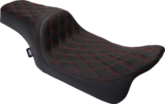 Drag Specialties Predator 1-Up Seat Vinyl Double Diamond Red For FLH 08-23