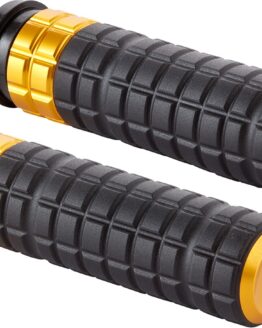Arlen Ness SpeedLiner Grips TBW Gold Black Pair For Harley-Davidson