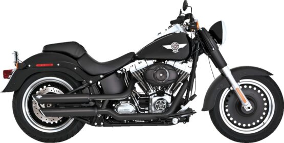 Vance & Hines Twin Slash 3in Slip-On Mufflers Black For Harley Softail - Image 2