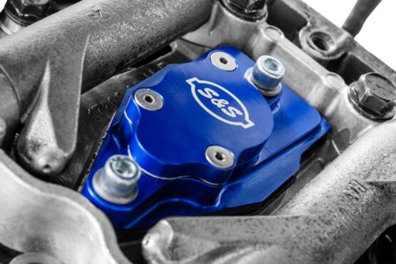 S&S Billet Head Breather Kit Blue For Twin Cam 1999-2017 - Image 2