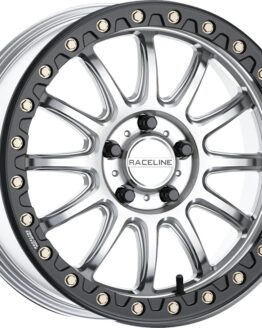 Raceline Alpha Beadlock Wheel 17x7 4x137 +25 Hyper Silver/Black For Can-Am, Honda, Kawasaki