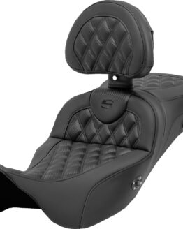 Saddlemen Roadsofa Extended Reach Seat with Backrest Black For Harley FL 08-23