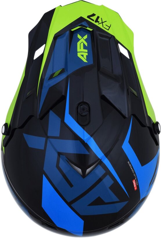 FX-17 Full Face Offroad Helmet Black/Blue/Green Large - Image 8