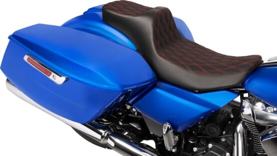 Drag Specialties Predator III Extended Reach Seat Red Stitch FLH/FLT 2023-24 - Image 4