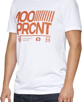 100 Percent Tech Surman T-Shirt White Orange Men's Large