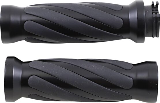 Drag Specialties Twisted Grips Black Flat 1in Handlebar Pair For Harley