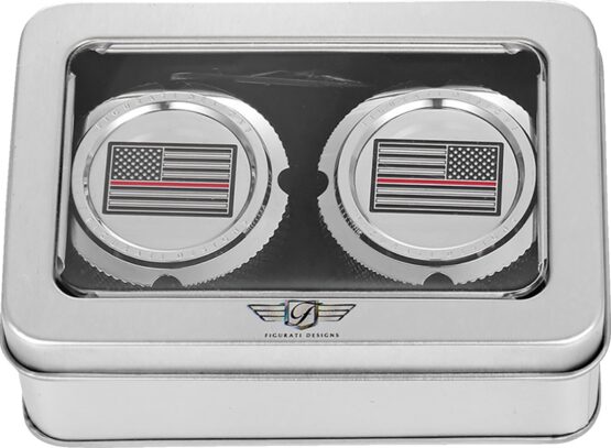 FIGURATI DESIGNS Front Axle Nut Cover Red Line Flag Silver Harley For Harley-Davidson - Image 3