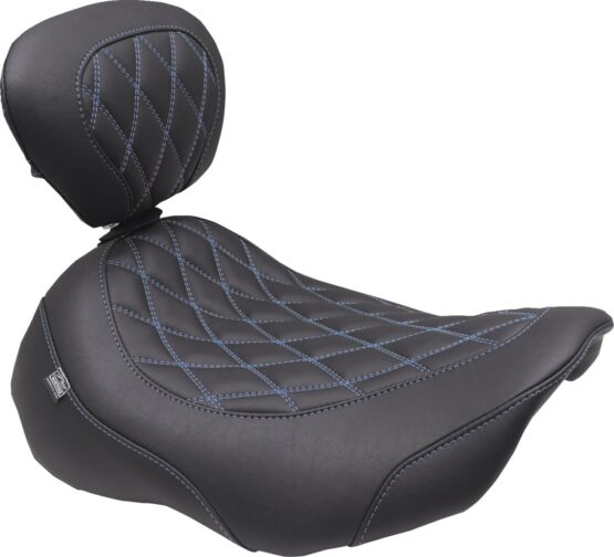 Mustang Wide Tripper Solo Seat Sky Blue Stitch FLT/FLH 2023-2025 - Image 2