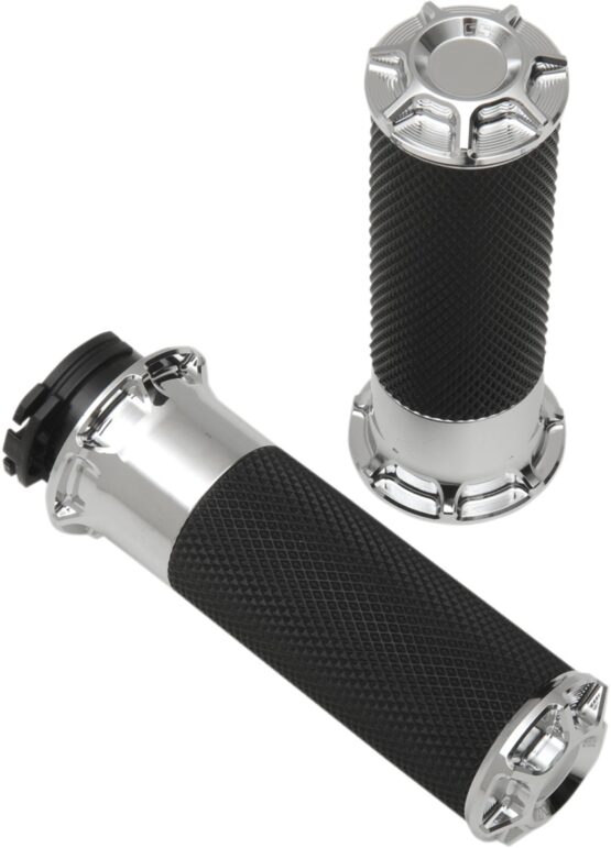 Arlen Ness Cable Style Fusion Series Grips Chrome Bevelled