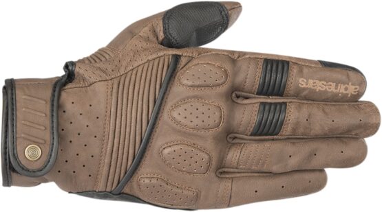 Crazy 8 Leather Motorcycle Gloves Brown/Black Small