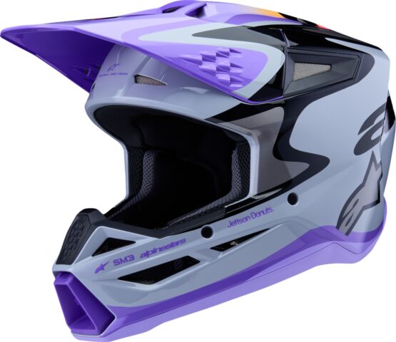 Alpinestars Youth SM3 Jettson Helmet Gloss Black/Gray/Purple Large