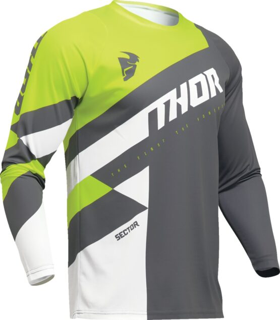 Thor Youth Sector Checker Jersey Gray White Green XS