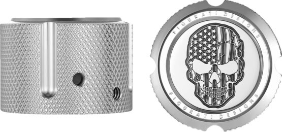 Figurati Designs Front Axle Nut Cover Silver American Flag Skull For Harley - Image 3