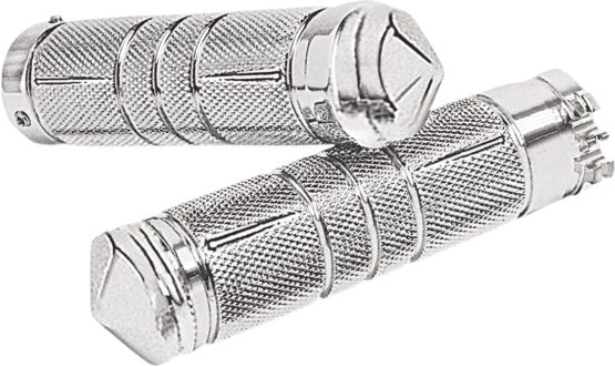 Accutronix Knurled Diamond Custom Grips Chrome 1in For Harley-Davidson