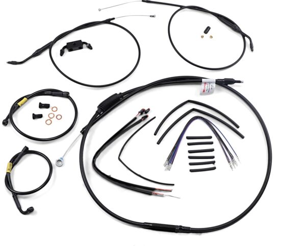 Burly 12" Black Control Cable Kit Fits 12-17 Dyna Street Bob & Super Glide