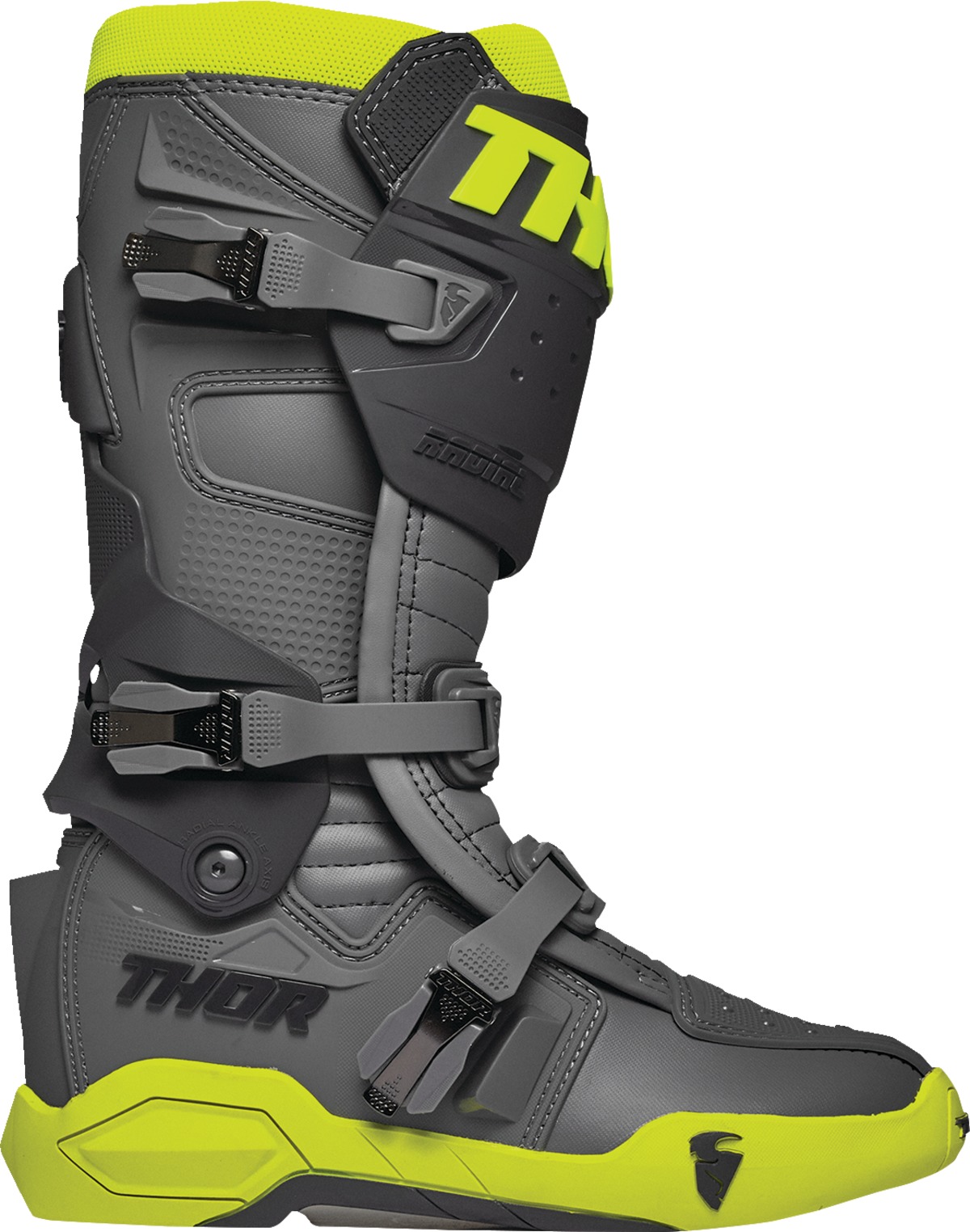 Thor Radial MX Boots Gray/Fluorescent Yellow US 13 - Image 3