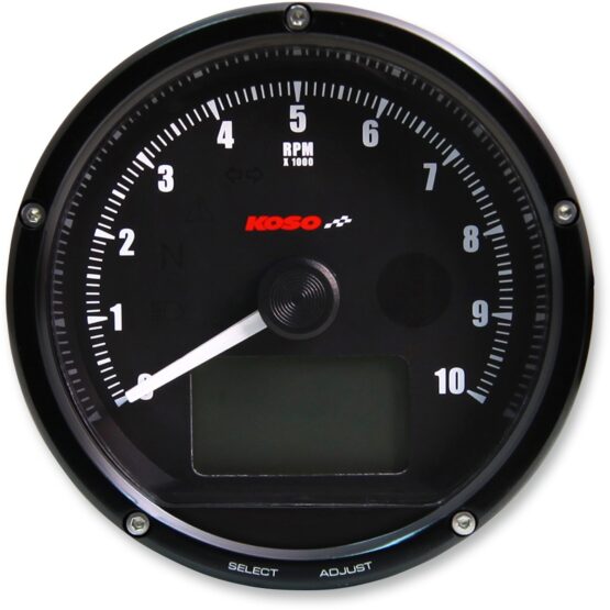 KOSO TNT-01R Universal Electronic Speedometer Tachometer Black