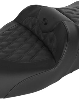 Road Sofa Lattice Stitched Leather 2-Up Seat Black Gel