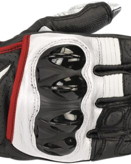 Celer V2 Leather Motorcycle Gloves Black/White/Red Small