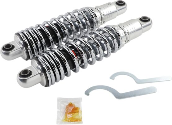 Drag Specialties Premium 13in Adjustable Rear Shocks Chrome Heavy Duty For Harley