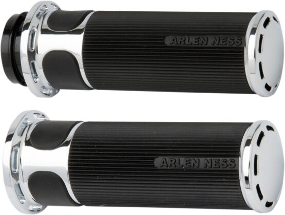 Arlen Ness Slot Track Grips Chrome Fly-By-Wire Fusion Series