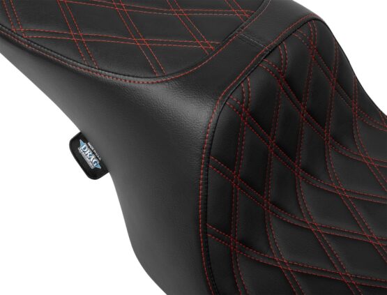 Drag Specialties Predator 2-Up Seat Black/Red for Harley FL 97-07 - Image 4
