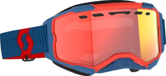 SCOTT Fury LS Snow Cross Goggle Dark Blue/Neon Red Red Chrome