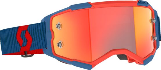 Scott Fury Goggle Dark Blue Neon Red Orange Chrome Lens Adult