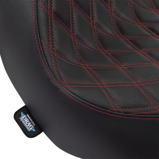 Drag Specialties Solo Seat Black Red Diamond For Harley Low Rider S/ST - Image 4