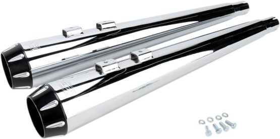 4" Chrome Megaphone Slip On Exhaust w/ Black End Cap & 2.5" Baffle - Image 3
