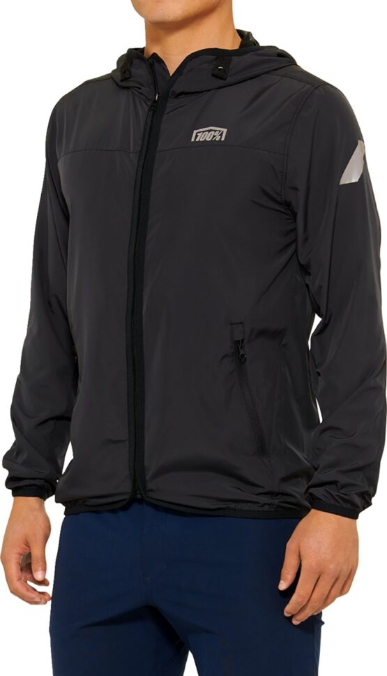 100 Percent Klutch Jacket Black XL Men's Hooded Windbreaker