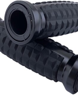 Drag Specialties Grenade Grips Black Polished 1in Harley-Davidson