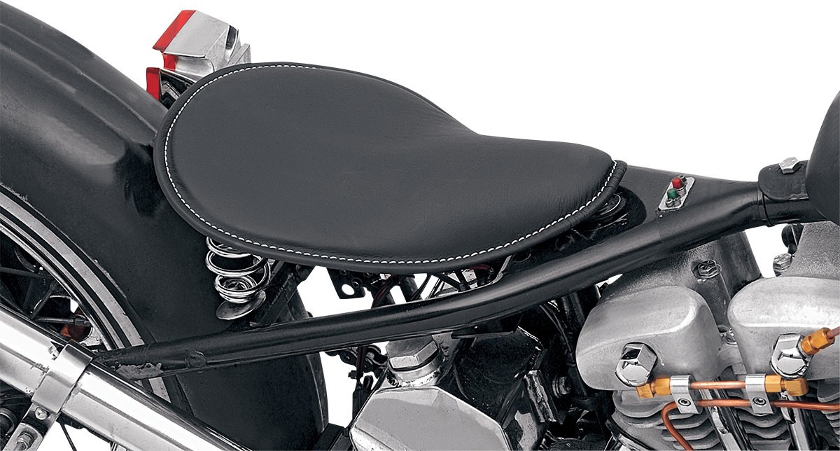 Drag Specialties Small Low-Profile Spring Solo Seat Black/White Stitch - Image 4