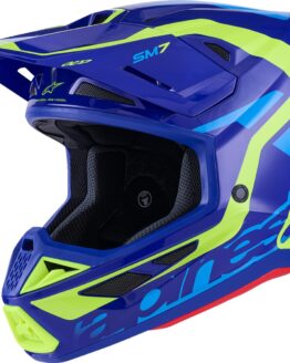Alpinestars SM7 Deed Helmet Gloss Blue/Yellow Fluo XL