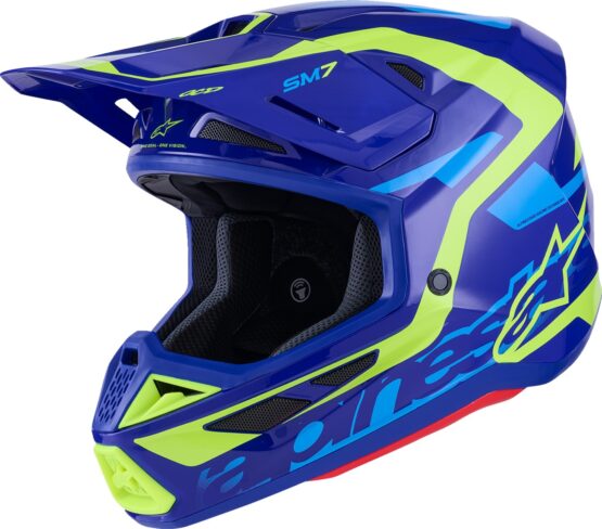 Alpinestars SM7 Deed Helmet Gloss Blue/Yellow Fluo Large