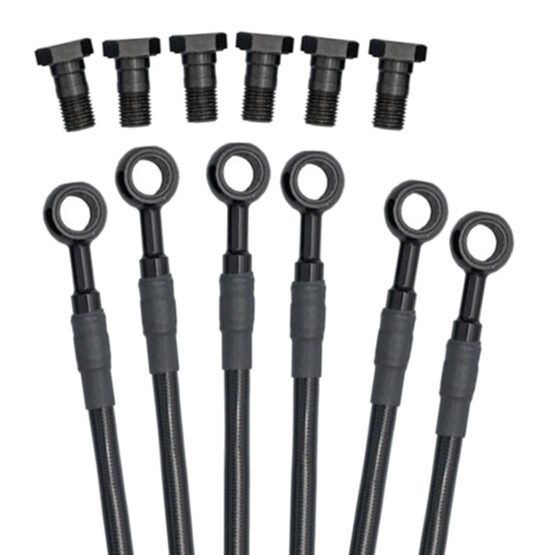 All Black Front Stainless Steel Brake Lines -  3 Line Kit