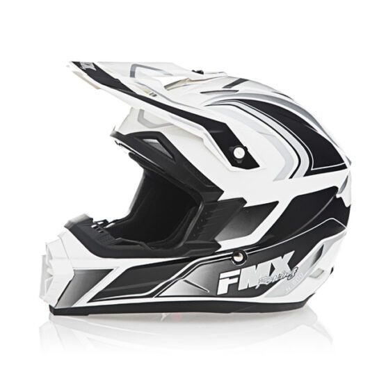FMX N-600 Youth Small Motocross Helmet, White & Silver, Double D Closure, DOT - Image 2