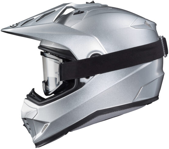 DS-X1 Silver Dual-Sport Helmet Medium - Image 3