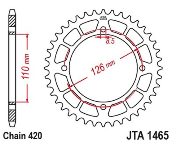 Black Aluminum Rear Sprocket - 47 Teeth 420 Pitch - Image 2
