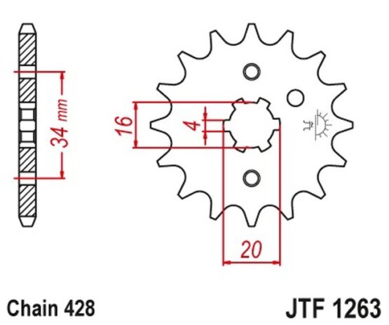 Steel Front Countershaft Sprocket - 14 Teeth 428 Pitch - Image 2
