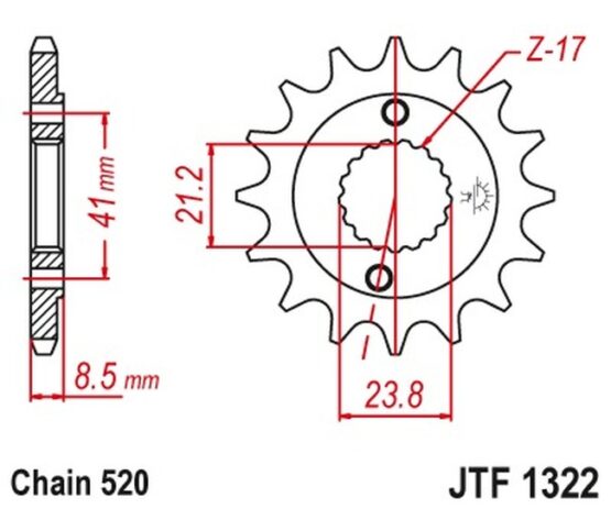 15T Front Steel Countershaft Sprocket JTF1322.15 - Image 3