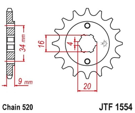 Front Countershaft Sprocket - 15 Tooth 520 Pitch - Image 3