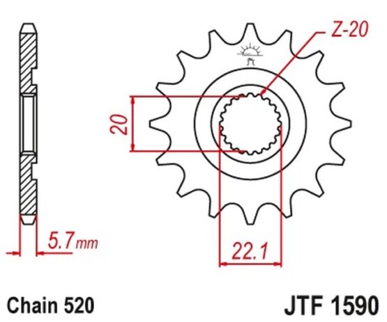 Front Countershaft Sprocket - 14 Tooth 520 - Image 3