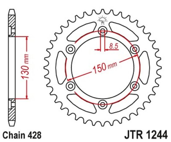 Steel Rear Sprocket - 51 Tooth 428 - Image 2