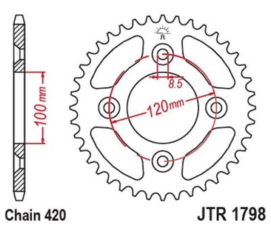 Steel Rear Sprocket - 47 Teeth 420 - Image 2
