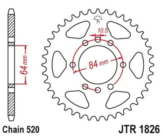 Steel Rear Sprocket - 44 Tooth 520 - Image 3