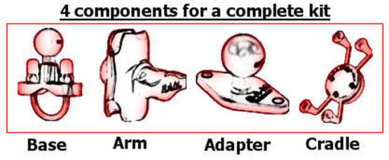 Ram Kit - Motorcycle Fork Stem Mount w/ X-Grip Cell Phone & Accessory Holder - Image 2